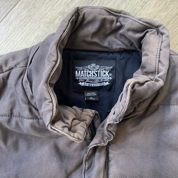 Matchstick Union Workwear Supplies Jacket Men Sz XL Brown Black Puffer - Picture 3 of 16